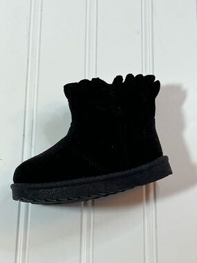 Wonder Nation Black Ruffle with Bow Ankle Boots for Baby NWT